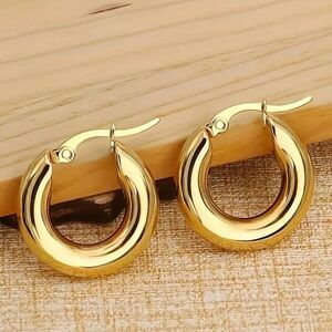 Gold Plated Stainless Steel Chunky Hoop Earrings